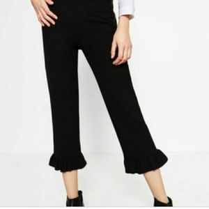 ZARA RUFFLE HEM BLACK PANT